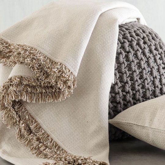 Rythmos Luna Sofa Throw 2 Seater 2 Sides Jacquard 180x240cm Beige