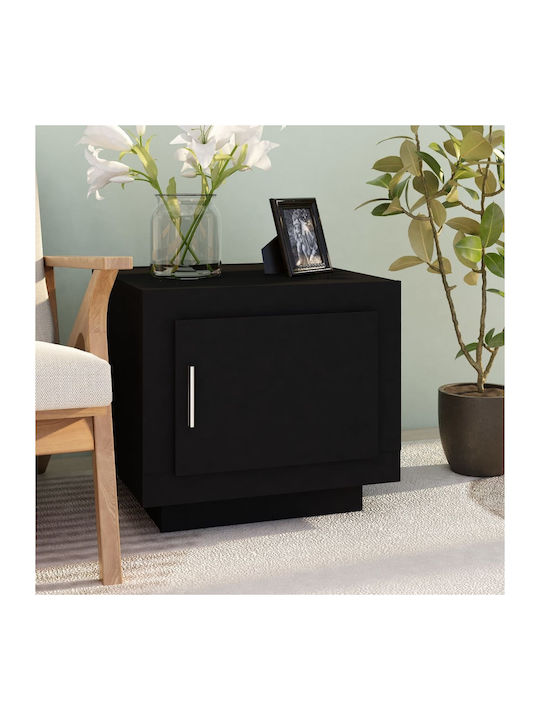 Rectangular Wooden Side Table Black L51xW50xH45cm