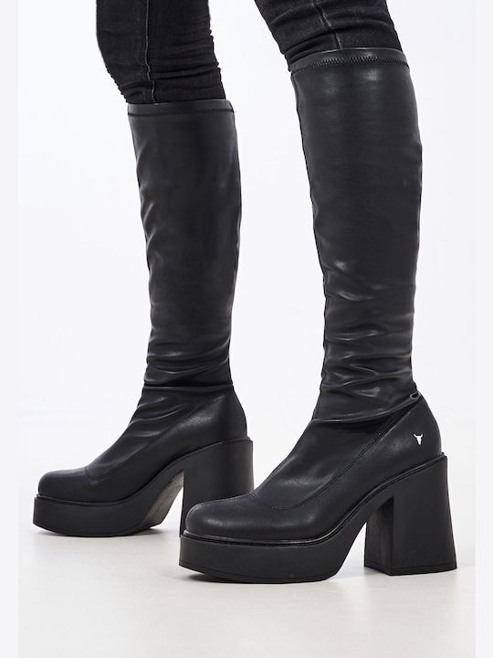Leather High Heel Women's Boots Giddy Black