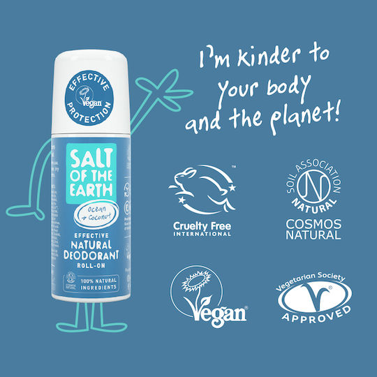 Salt of the Earth Ocean & Coconut Refillable Φυσικό Αποσμητικό σε Roll-On Χωρίς Αλουμίνιο 75ml