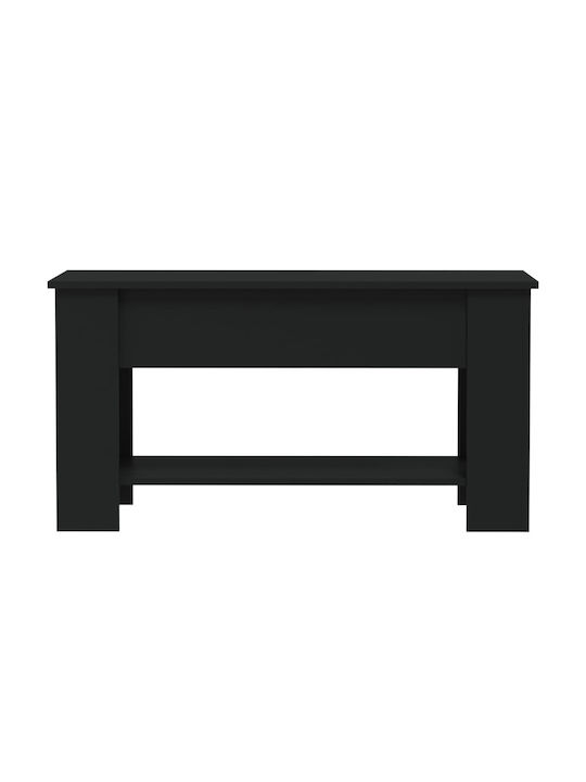 Rectangular Central Wooden Coffee Table with Lifting Mechanism Black M102xW49xH42cm