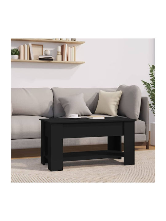 Rectangular Central Wooden Coffee Table with Lifting Mechanism Black M102xW49xH42cm