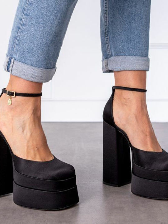 Black High Heels with Strap