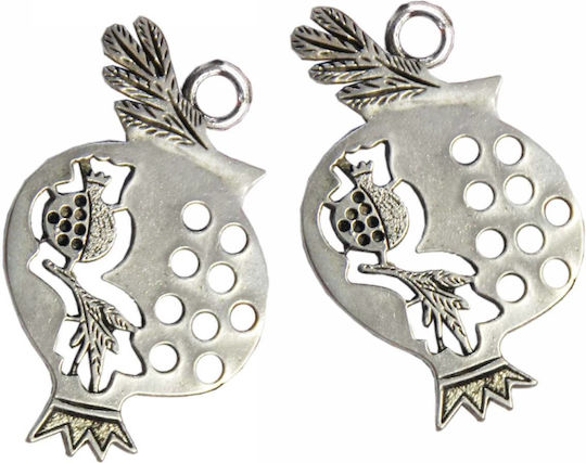 Kostibas Fashion Metallisch Anhänger-Motiv für Schmuck in Form Granatapfel aus Silber 4.8x3cm.