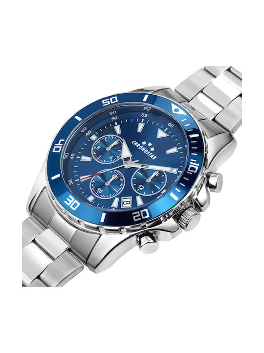 Chronostar Captain Watch Battery with Silver Metal Bracelet