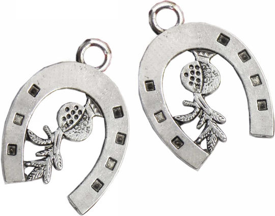 Kostibas Fashion Horseshoe with Pomegranate Metallic Pendant Motif for Jewelry from Silver 3.7x2.6cm. Set 25pcs