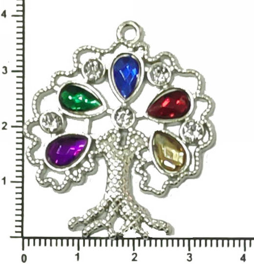 Kostibas Fashion Tree with Multicolored Beads Metallic Pendant Motif for Jewelry Gold in Shape Flower 4x3.5cm. Set 12pcs