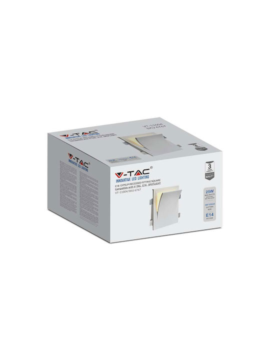 V-TAC Rechteckig Gips Einbau Spot mit Fassung E14 Weiß 25.5x31.5cm. 1Stück