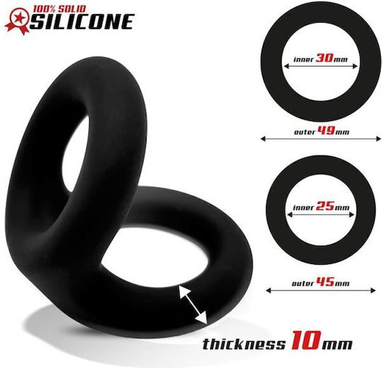 IntoYou Solid Silicone Double Ring Пръстен Петел Силикон Black BR-755