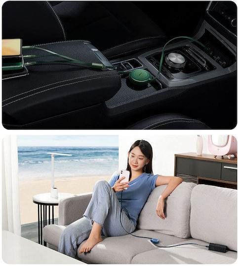 Baseus Bright Mirror 2 Retractable USB to Type-C / Lightning / micro USB Cable Μωβ 1.1m (CAMJ010205)