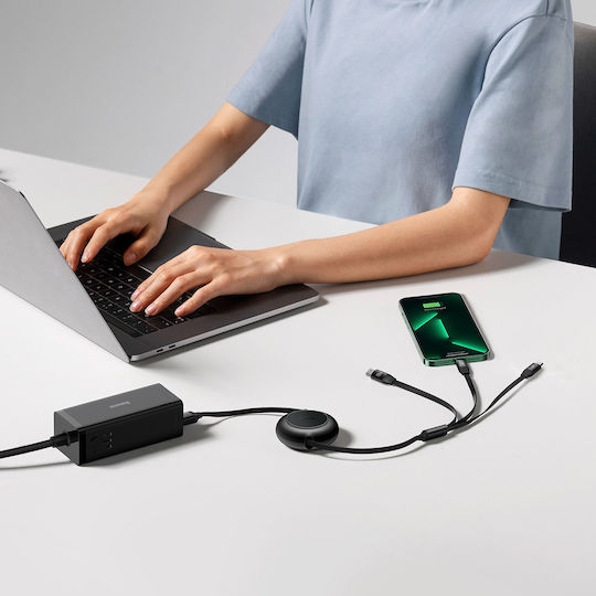 Baseus Bright Mirror 2 Retractable USB to micro USB / Type-C / Lightning Cable Μαύρο 1.1m (CAMJ010201)