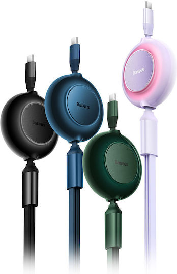 Baseus Bright Mirror 2 Retractable USB to micro USB / Type-C / Lightning Cable Μαύρο 1.1m (CAMJ010201)