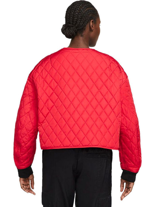 Women's Short Lifestyle Jacket Double Sided for Spring or Autumn Red / Charcoal