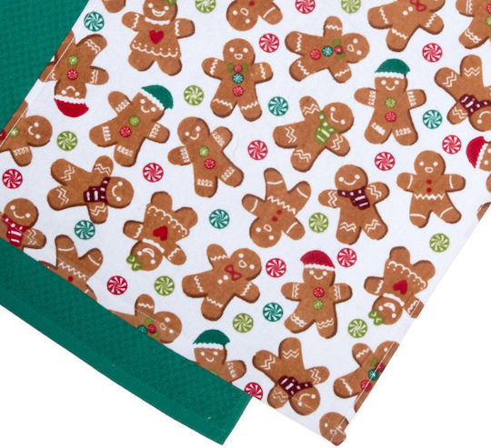 Viopros Set Christmas Towels Fabric Multicolored L60xW40cm. 2pcs