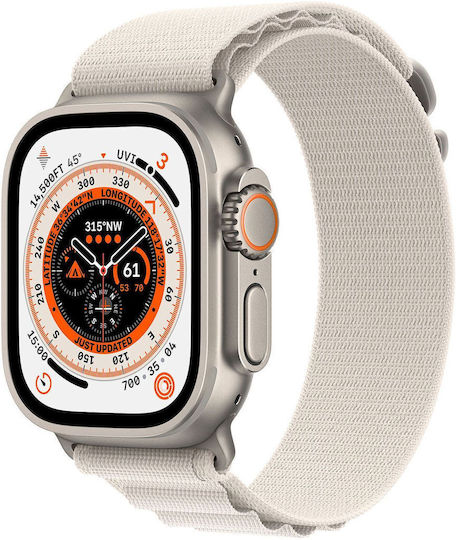 Apple Watch Ultra Titanium 49mm Waterproof with eSIM and Electrocardiogram Starlight Alpine Loop Small