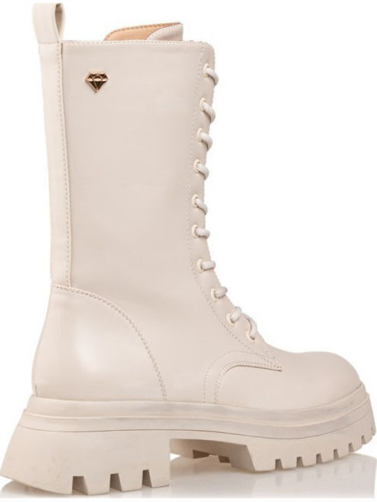 Leder Stiefeletten Damen Weiß