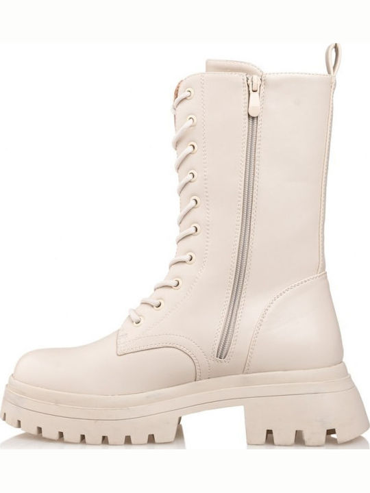 Leder Stiefeletten Damen Weiß