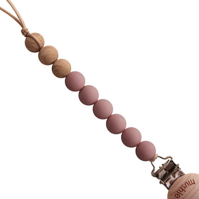 Mushie Chain Pacifier with Beads made of Wood