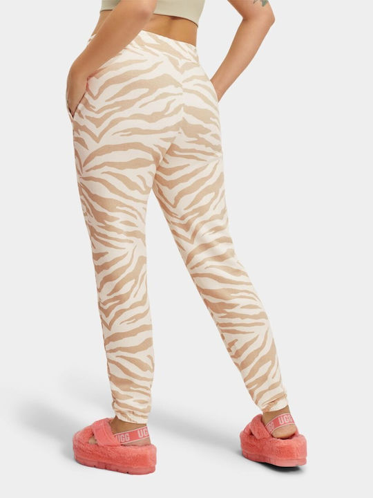 Ugg Australia Daniella Zebra Ψηλόμεσο Παντελόνι Γυναικείας Φόρμας με Λάστιχο Μπεζ