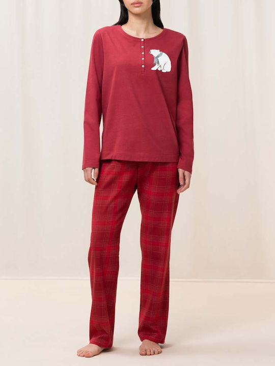 Triumph Winter Women's Pyjama Set Cotton Red PK Character
