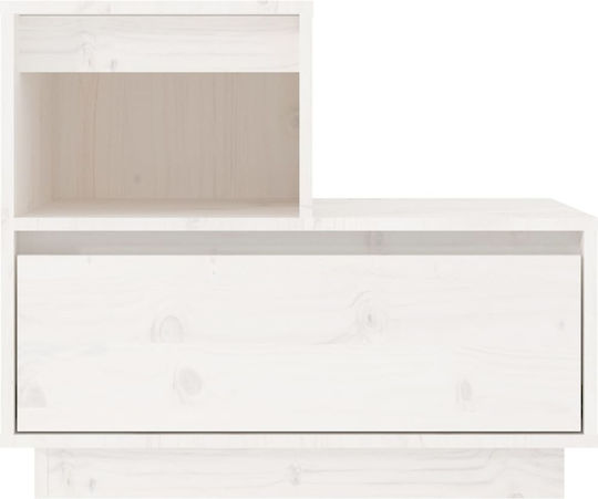 Noptiere din Lemn Masiv Albe 2buc 60x34x51cm