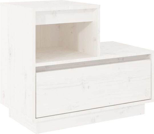 Noptiere din Lemn Masiv Albe 2buc 60x34x51cm