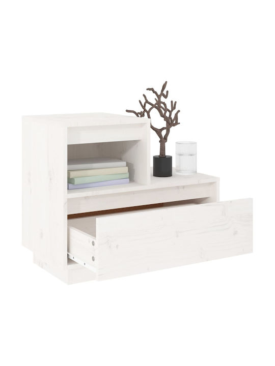 Noptiere din Lemn Masiv Albe 2buc 60x34x51cm