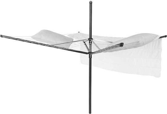 Brabantia Lift-O-Matic Folding Floor Clothes Drying Rack for Garden Metallic with 50m Hanging Length