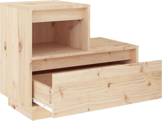 Noptiere din Lemn Masiv Bej 2buc 60x34x51cm