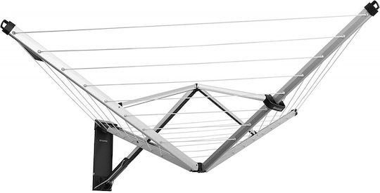 Brabantia WallFix Dryer Folding Wall Clothes Drying Rack Metallic with Hanging Length 24m