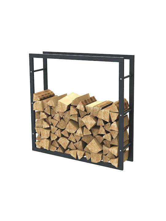 Bakaji Μεταλλικό Ράφι Αποθήκευσης Ξύλων 100x25x100cm Μαύρο