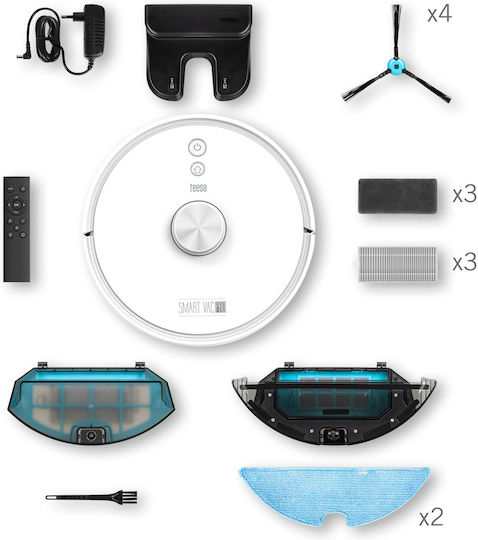 Teesa Smart Vac Pro Прахосмукачка Робот с Лазерно Картографиране и Всмукателна Мощност 3000Pa Бяла