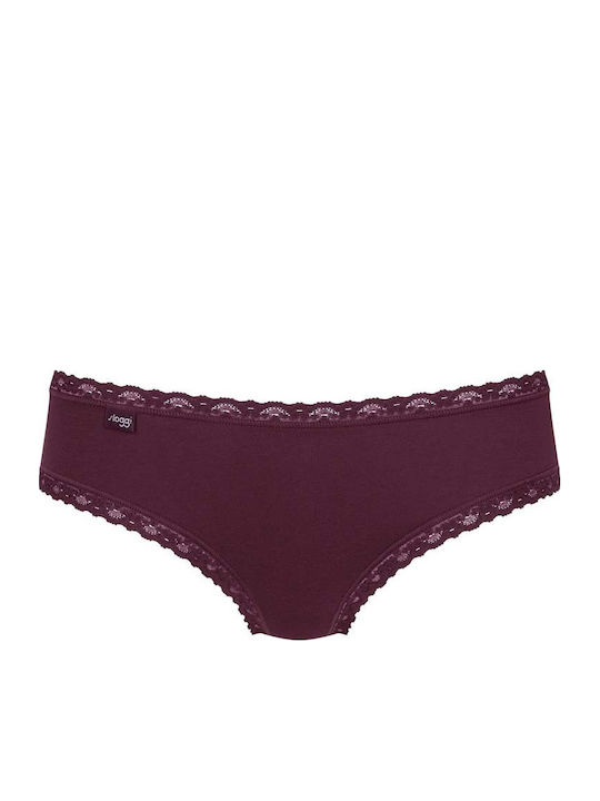 24/7 Weekend Hipster Βαμβακερά Women's Slip 3Pack with Lace Pink/Yellow/Bordeaux