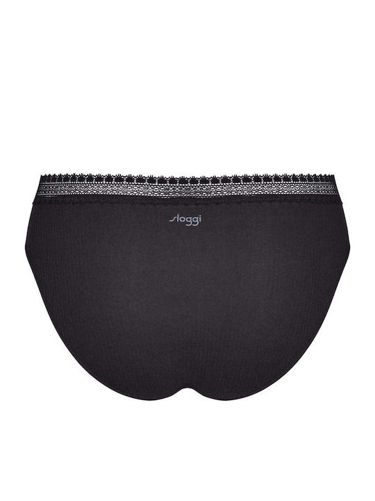 Go Ribbed H Tai Βαμβακερά Women's Slip 2Pack with Lace Black