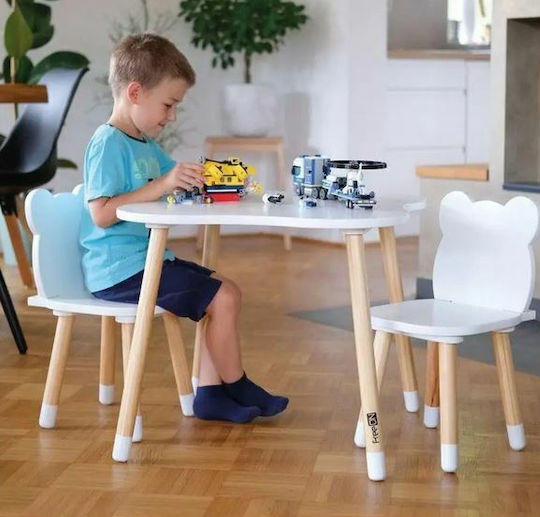 Bear Kinder Tischset mit Stühlen aus Holz Weiß 44282 FreeOn