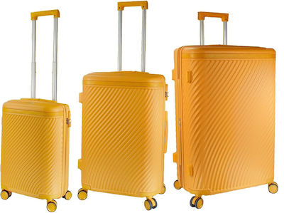 Forecast LSDQ-04 Travel Suitcases Hard Yellow Maximum Height 75cm with 4 Wheels Set of 3pcs