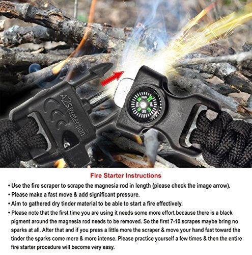 Compass Bracelet Survival with Whistle and Firestarter