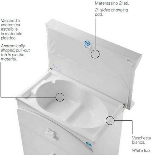 Teo Baby Dresser with 3 Drawers White 76x45x90cm