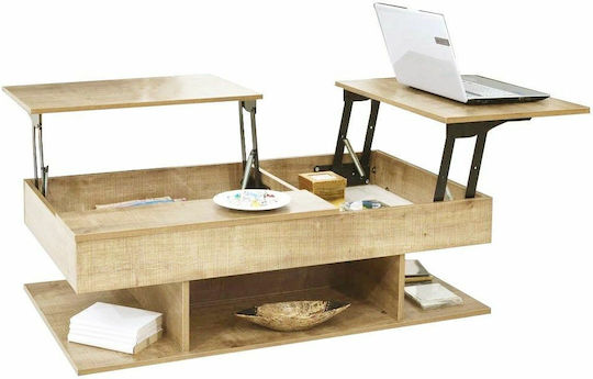 Rectangular Masă de cafea Linda Din lemn cu Servitor Natural L116.5xW70xH40cm.