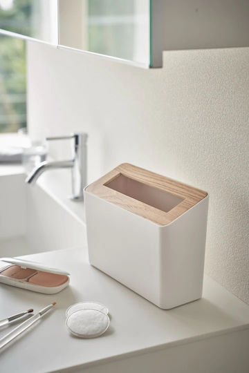 Yamazaki Plastic White Waste Bin 22x15.5x15.5cm Yamazaki Plastic White Waste Bin 22x15.5x15.5cm