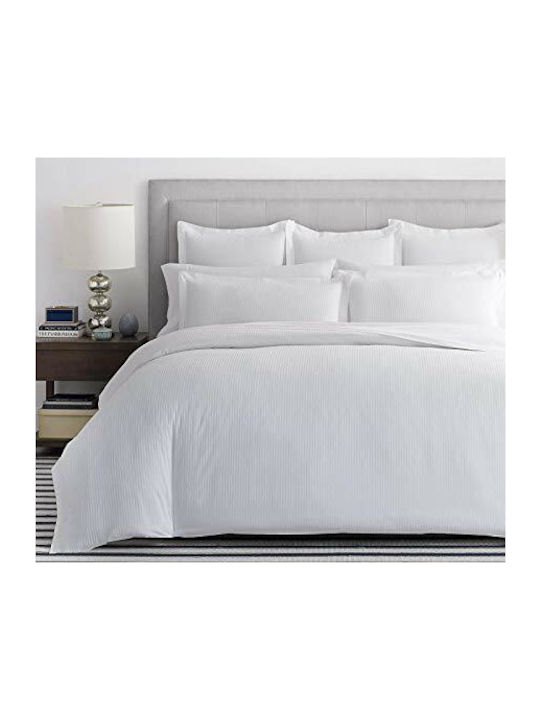 Le Blanc Duvet Cover Cotton Queen 250x230 Plain Line White