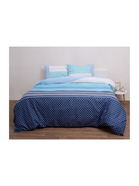 Anna Riska Duvet Cover Set Cotton Single with Pillowcase 155x240 Dream 7004 426363 Blue