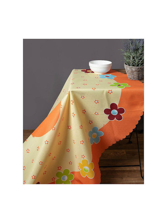 Silk Fashion 177 Polyester Stain Resistant Rotunda Tablecloth Πορτοκαλί 150cm