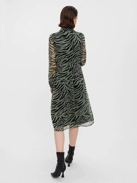 Vero Moda Midi All Day Φόρεμα Μακρυμάνικο Πράσινο