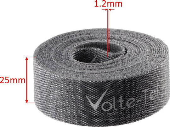 Volte-Tel Self-Adhesive Hook & Loop Tape Gray 1pcs