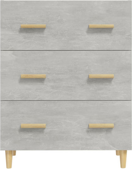 Wooden Chest of Drawers with 3 Drawers Gray 70x34x90cm