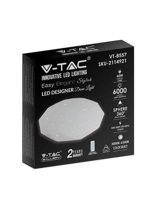 V-TAC Στρογγυλό Εξωτερικό LED Panel 60W με Θερμό Λευκό Φως 3000K 51εκ.