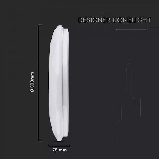 V-TAC Ceiling Light Fixture Round Outdoor LED Panel 60W with Warm White Light 3000K 51cm