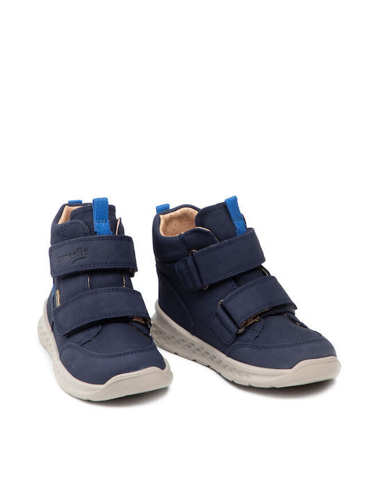 Gore Tex Suede Kids Boots with Velcro Navy Blue