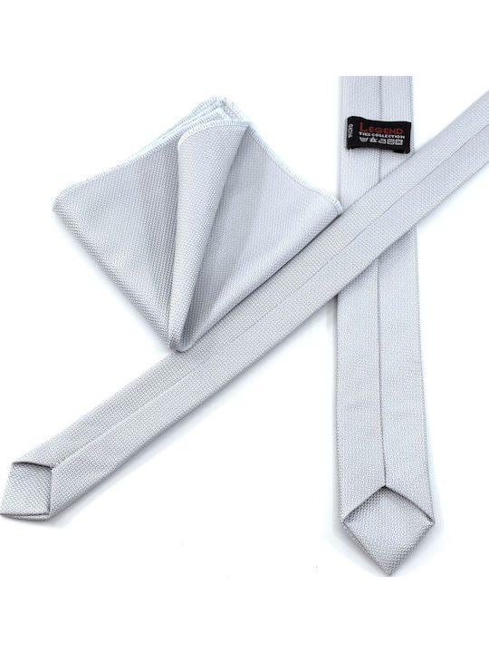 Legend Accessories Skinny Σετ Ανδρικής Γραβάτας Μονόχρωμη Γκρι Ασημί L-047-20-4,5CM